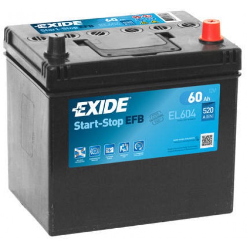 Аккумулятор Exide Start-Stop EFB, 60 а/ч 520 A, 230x173x222, Обратная